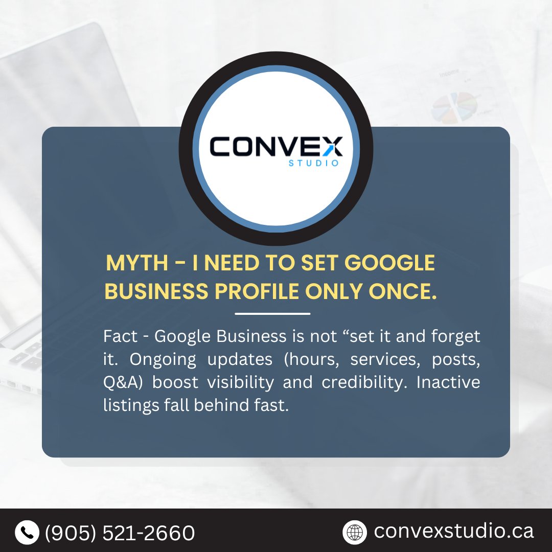 ConvexStudio's tweet image. Google Business is not “set it and forget it.”
Ongoing updates (hours, services, posts, Q&amp;amp;A) boost visibility and credibility. Inactive listings fall behind fast.
Stay competitive—ask about our Google Maps optimization plans: (905) 521-2660