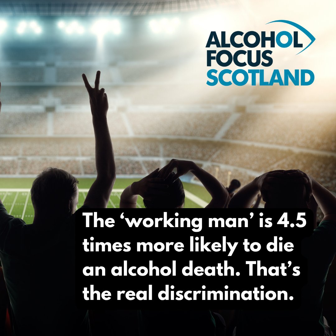 AlcoholFocus's tweet photo. They say #football is the 'working man's' game, and limiting alcohol at matches is 'class warfare'.  Yet, no group in Scotland experiences alcohol harm more than working class men.   

It's not the working man who needs more alcohol in football. It's #BigAlcohol who want it. 💰 https://t.co/FscDvkDQRg