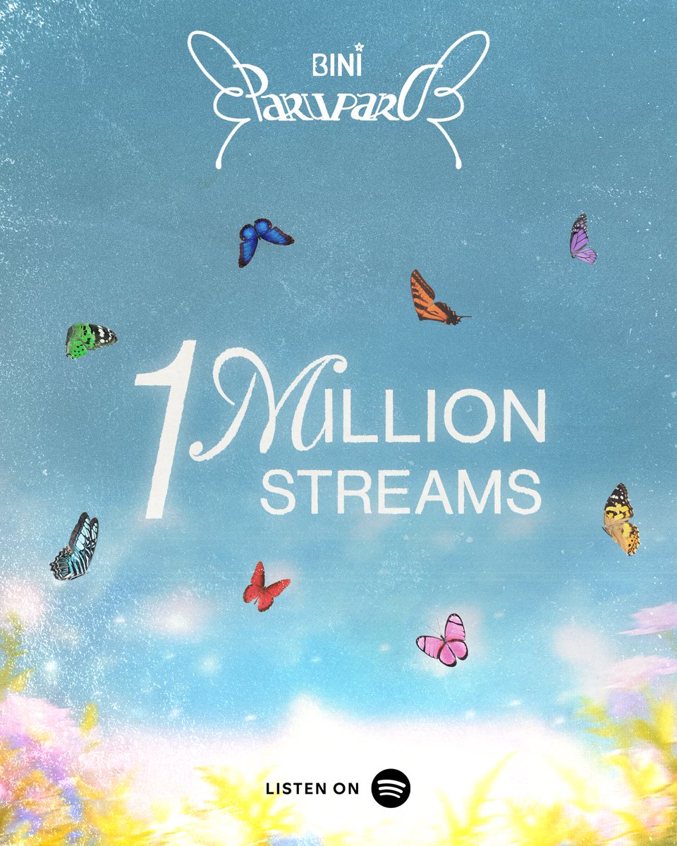 BINI_ph's tweet image. Isang sulyap, isang milyon na agad! ✨🦋

&apos;Paruparo&apos; now has 1 MILLION Streams on @spotify!

Keep streaming here!
🔗 open.spotify.com/track/0waZh26X…

#BINI #BINI_Paruparo #BINI_FLAMES