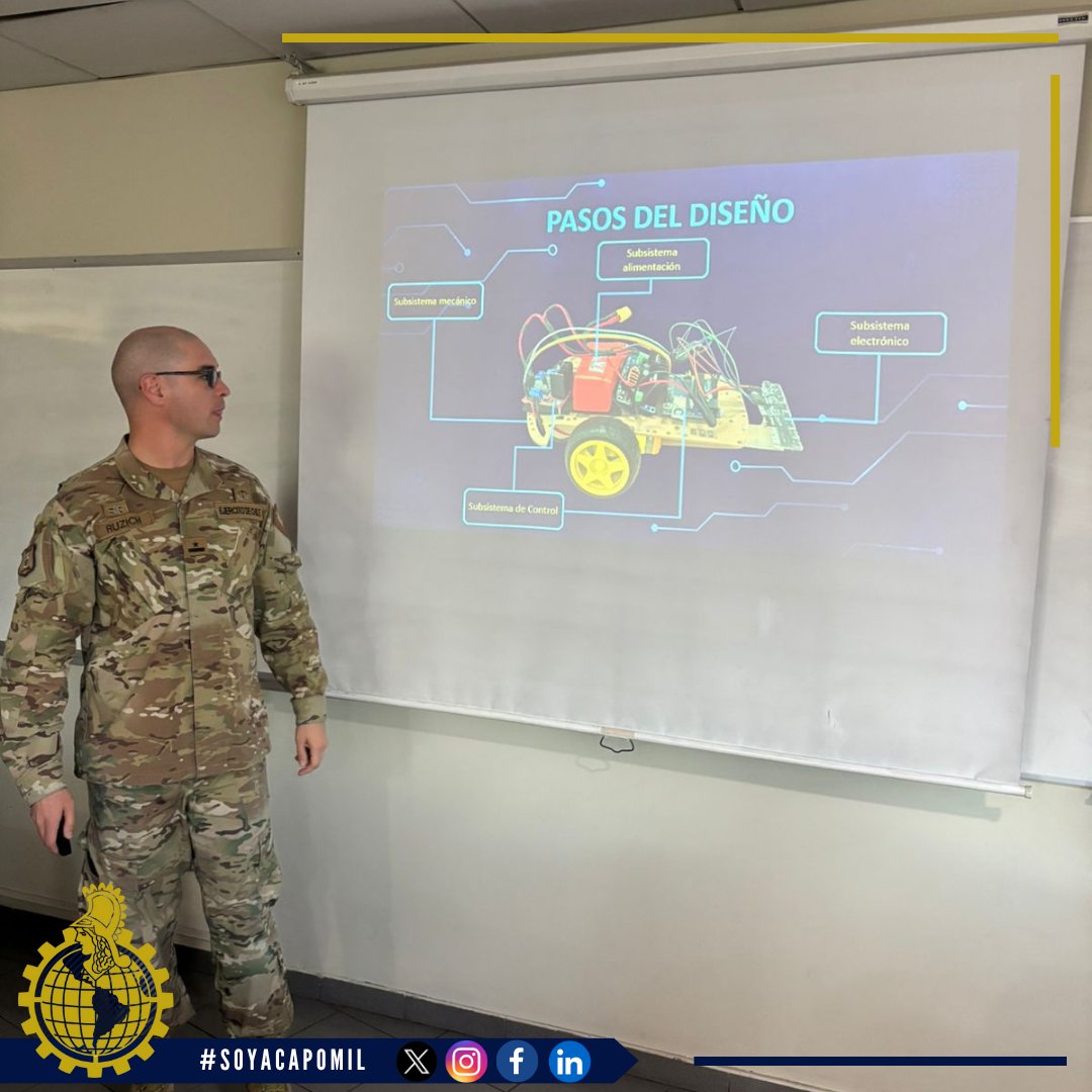 Acapomil_'s tweet image. 🤖 Alumnos de Sistemas de Armas del IV CRIM diseñaron un robot seguidor de línea en la asignatura de Mecatrónica, aplicando conocimientos de electrónica, programación y mecánica.
#ACAPOMIL #Mecatrónica #InnovaciónMilitar #EjércitoDeChile #SoyAcapomil #RumboAlCentenario