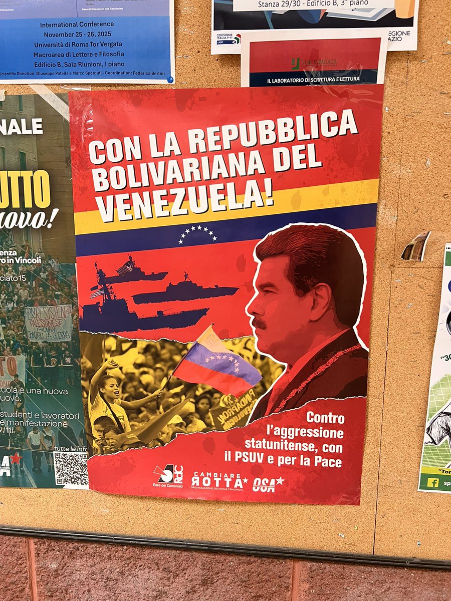 Che bello nel 2025 nelle università italiane l’aperta celebrazione di una narcodittatura sanguinaria e corrotta.