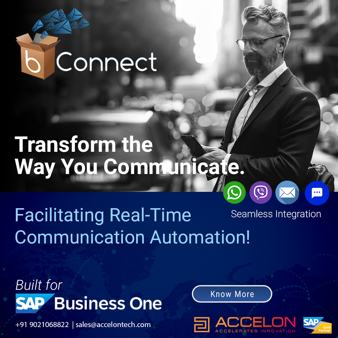accelon's tweet image. 📲 With bConnect, automate customer notifications across WhatsApp, Viber, Email &amp;amp; more — right from SAP Business One!

🔔 Order Updates
💸 Payment Reminders
📤 Reports &amp;amp; Alerts

Redefine communication efficiency:
accelontech.com/products/bconn…

#SAPBusinessOne #SAPB1 #Communication…