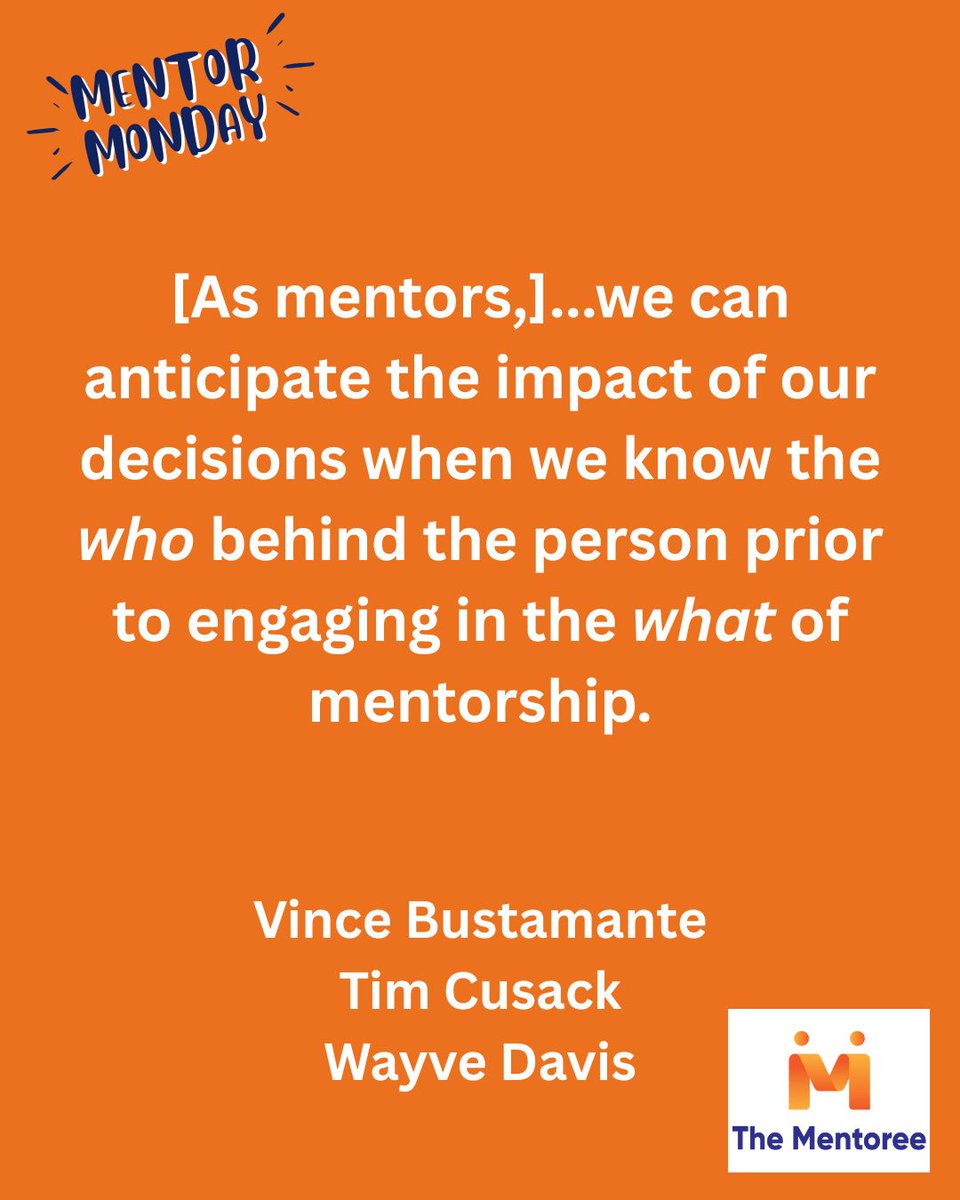 TheMentoree's tweet image. We talk a lot about what mentors do, but the real work starts long before that. When we build the relationship first, the mentoring that follows becomes more responsive, more intentional, and far more impactful.
#MentorMonday #TheMentoree #mentorship #relationship #impact #EDU