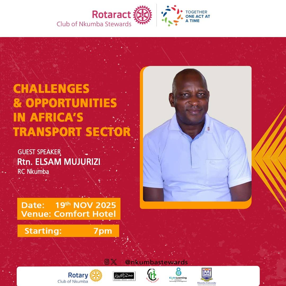🚦🚦This week we are engaging in an insightful discussion on the evolving landscape of the transport sector. The session will explore the challenges while also highlighting the emerging opportunities. 
Don't miss out on this opportunity to learn. 
See y'all 
#Racnkumbastewards