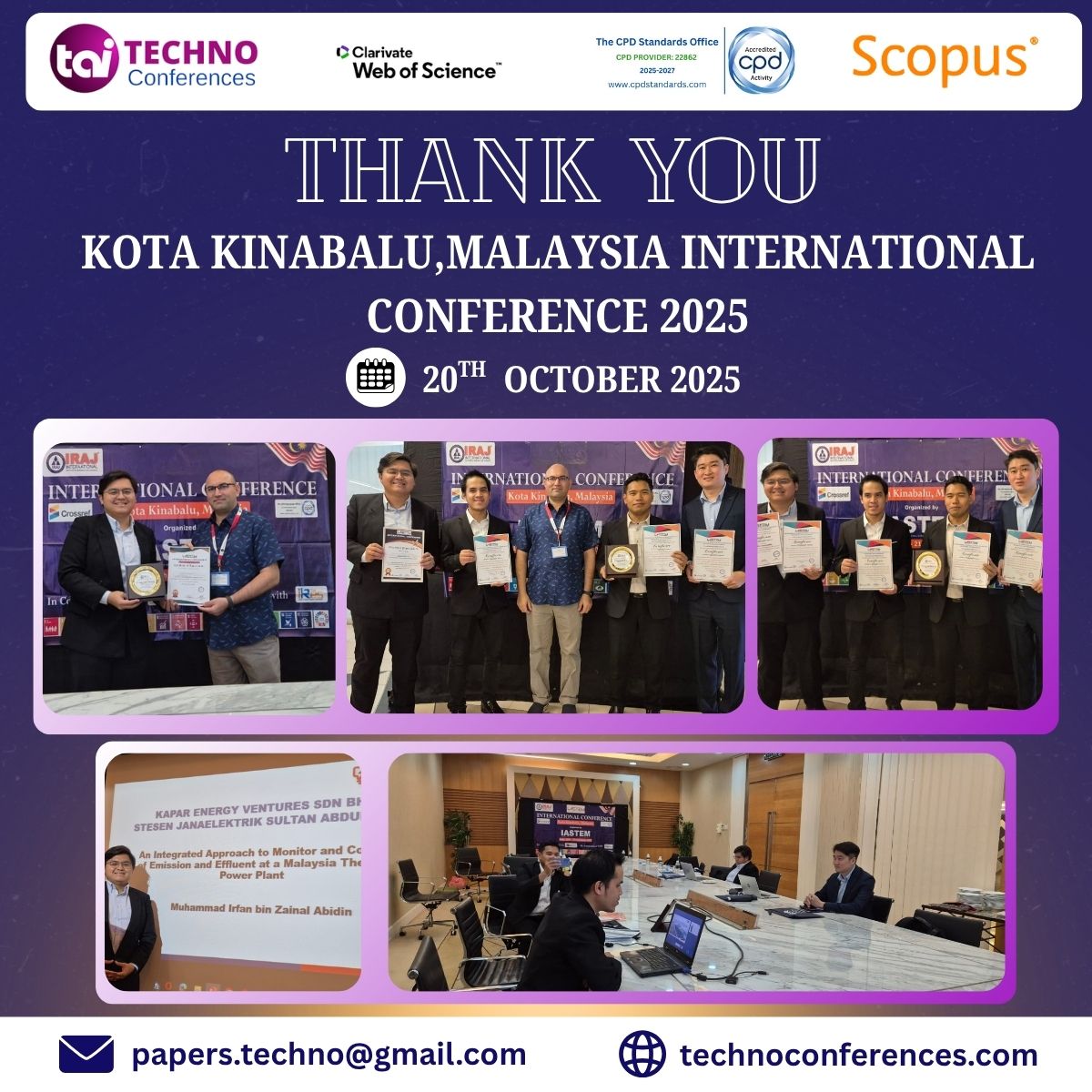 techno_conf's tweet image. 🌐 Kota Kinabalu, Malaysia — International Conference 2025

Organized by Techno Conference on 20th October 2025

#technoconferences #ConferenceHighlights #InternationalConference2025 #kotakinabalu #MalaysiaEvents #ThankYou #MalaysiaEvents