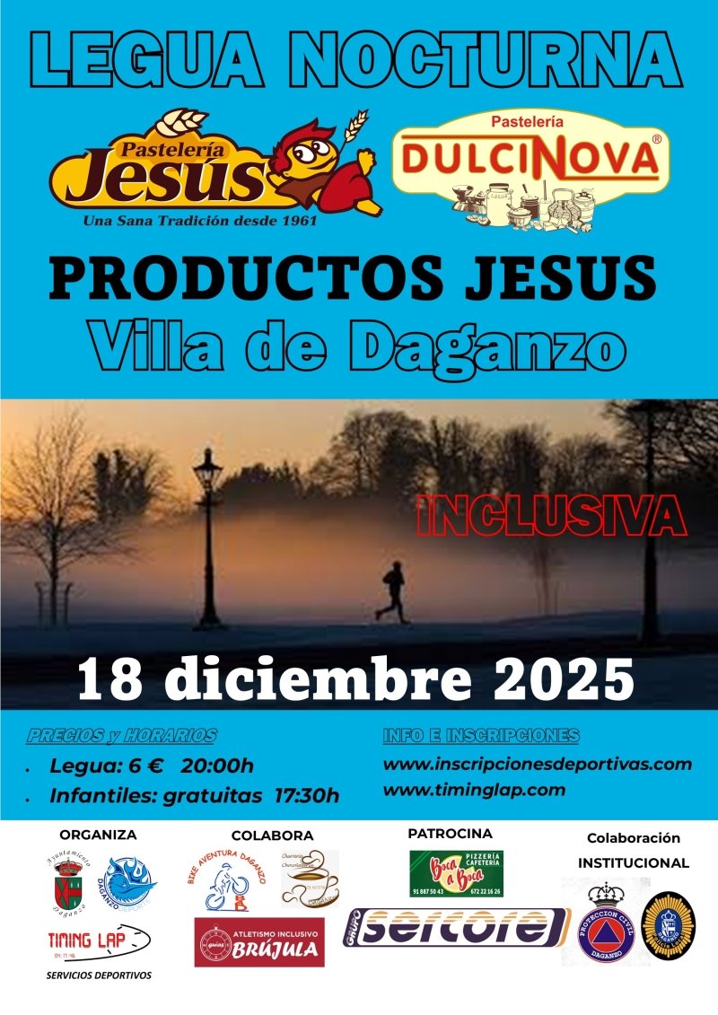 🏃‍♂️🏃‍♀️ ¡Apunta la fecha! El próximo 18 de diciembre vuelve la XVIII Legua Nocturna Productos Jesús de Daganzo 🌙✨ Carrera nocturna, ambiente único y muchas sorpresas. ¡No te la pierdas! Más info e inscripciones 👇 fororunners.es/event/xviii-le… #LeguaNocturnaDaganzo #Running #Daganzo