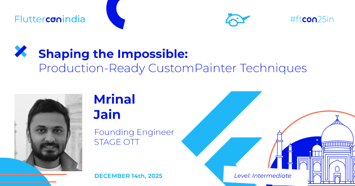 FlutterconWorld's tweet image. Join us for an enlightening session with the brilliant @_mrinaljain at #ftconin25 💙

Go beyond #widgets—learn how #CustomPainter unlocks visuals &amp;amp; graphics #Flutter can’t do out of the box. Don&apos;t miss out—secure your spot now! india.fluttercon.dev/speakers/mrina…