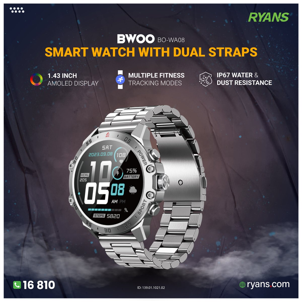 RyansComputers's tweet image. 🕒 Clear Display, Smart Features — Bwoo BO-WA08 Bluetooth Calling Smart Watch ⚡
💻 More details:
👉 ryans.com/bwoo-bo-wa08-b…
📞 Call 16810 for details
#RyansComputers #Bwoo #SmartWatch #BluetoothCalling #HealthTracking