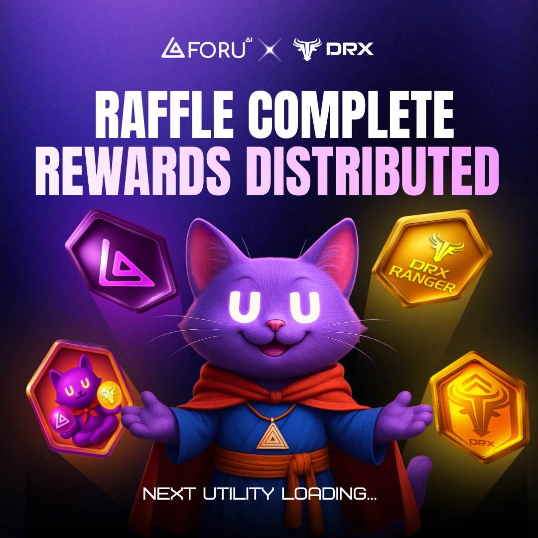 foruai's tweet image. DRX raffle campaign is officially wrapped 🎁

To everyone who participated: rewards are in your wallets ✅
GG EVERYONE.

This was just a glimpse of how $FORU creates real value for verified users.

Keep an eye out for more alpha 👀
@DrxToken🤝