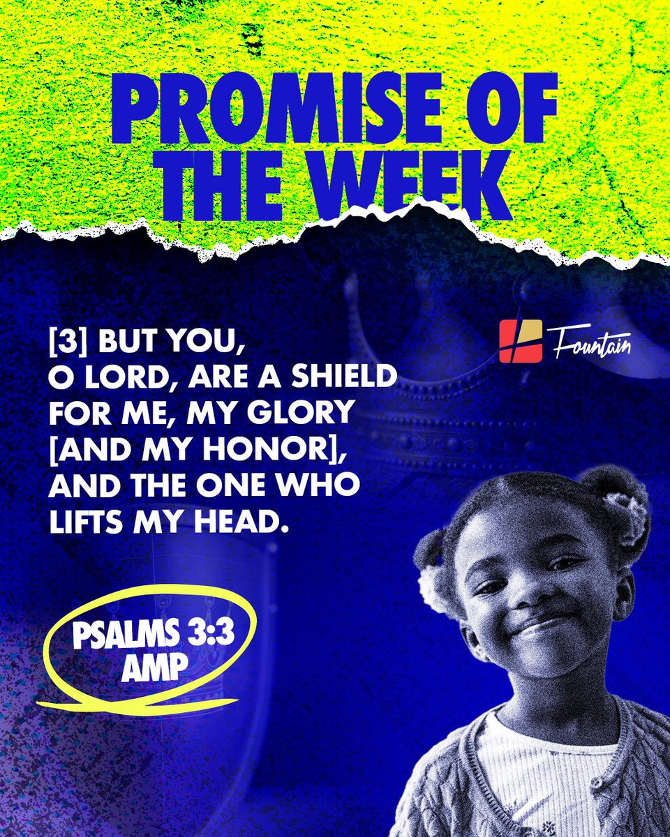 TFOLC's tweet photo. PROMISE OF THE WEEK – PSALM 3:3 (AMP)

The Lord is your shield this week: your protection, your strength, and the lifter of your head.

Step into the week assured that God is covering you. He surrounds you, strengthens you, and lifts you above every challenge.

#PromiseOfTheWeek
#TFOLC