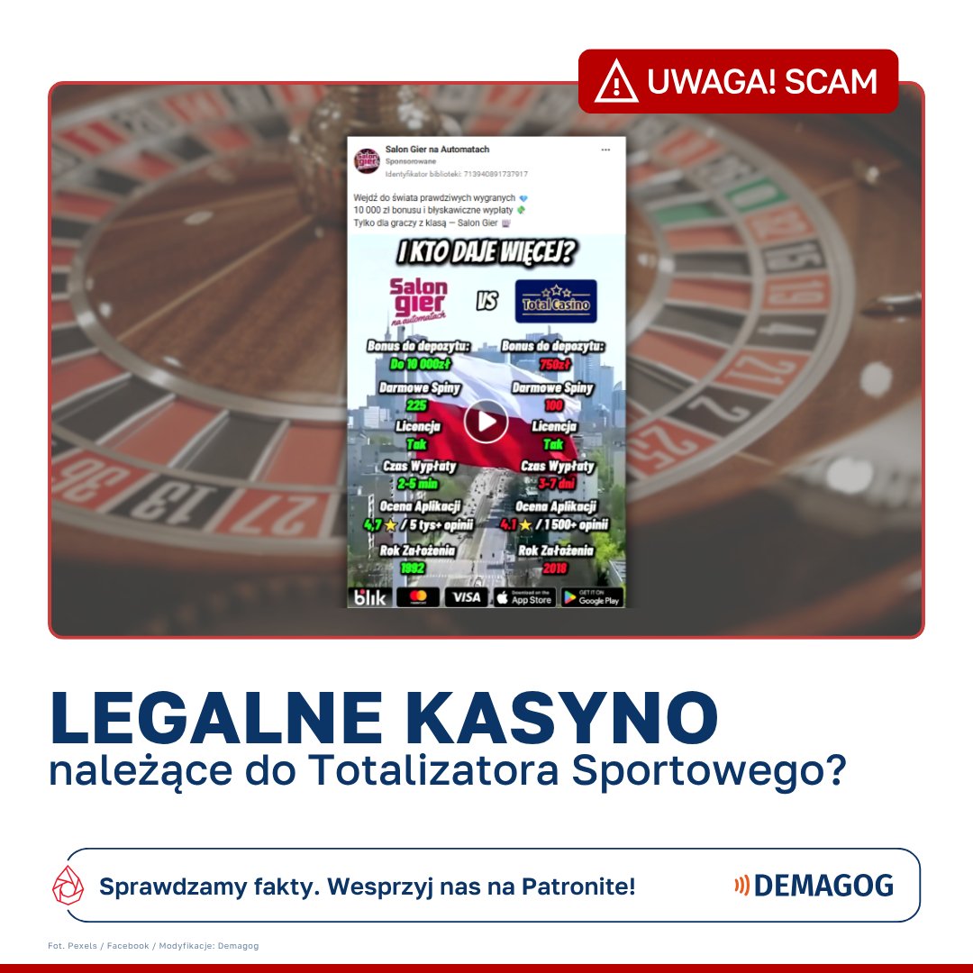 Interfejs aplikacji Total Casino