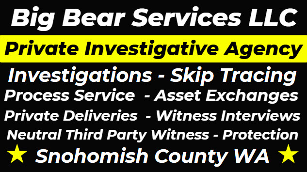 BradThomsen's tweet image. ⚫ Hire a Private Investigator in Snohomish County Washington ⚫
#PrivateInvestigator #ProcessServer #SkipTracing #Protection
Big Bear Services, LLC | Private Investigative Agency
Snohomish County Washington
big-bear-services.com