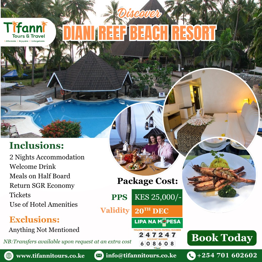 tifannitour's tweet image. Dreaming of the coast? Make it real — Diani is waiting. 

For bookings;
📱Call/Whatsapp+254701602602
✉️ tifannitours@gmail.com 
 🌐 tifannitours.co.ke

#dianibeach #diani #coastalvibes #kwalekenya #beachvibes #tifannitoursandtravel #beavlovers #getaway #goodvibes