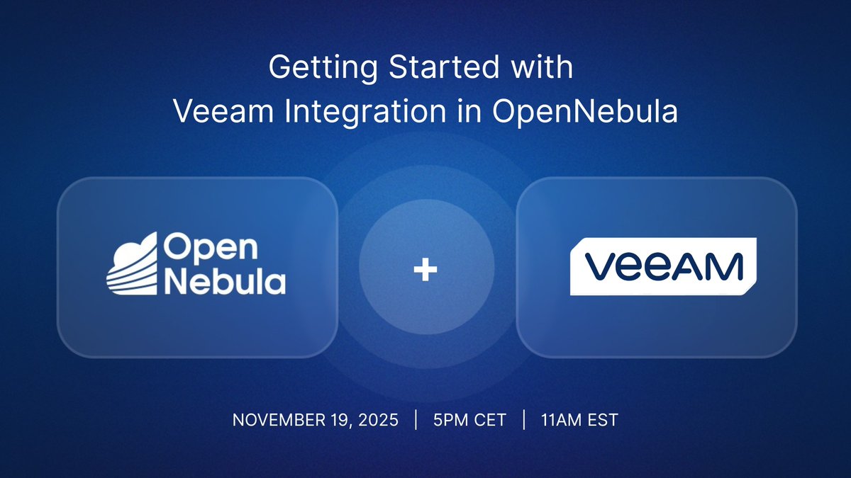 opennebula's tweet image. Time to get hands-on with @Veeam + OpenNebula!

This Wednesday, join our training session where you’ll follow along with our expert to configure, back up, and restore VMs using Veeam in OpenNebula.
🔗 More details and register: hubs.ly/Q03Tvt-D0

#veeam #opennebula #backup