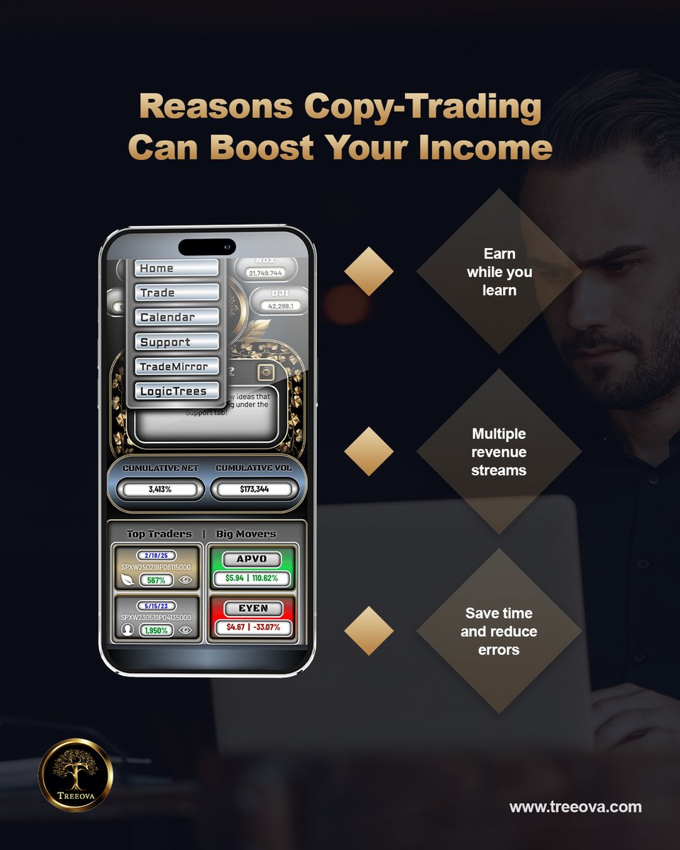 Treeova's tweet image. With Treeova, copy-trading is a way to scale your income while trading smarter.

Start leveraging copy-trading today and turn your expertise into earnings!

treeova.com

#treeova #treeovatraders #tradingsolutions