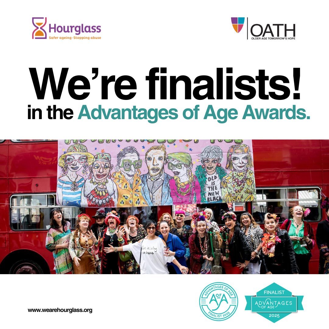 Thrilled to be shortlisted! 🥂 Hourglass is a finalist for Pro-Ageing Organisation at the Advantages of Age Awards 2025! Celebrating the power of age at the velvet-curtained Hoxton Hall on Nov 20th at 7 PM. Thank you, AofAAwards!