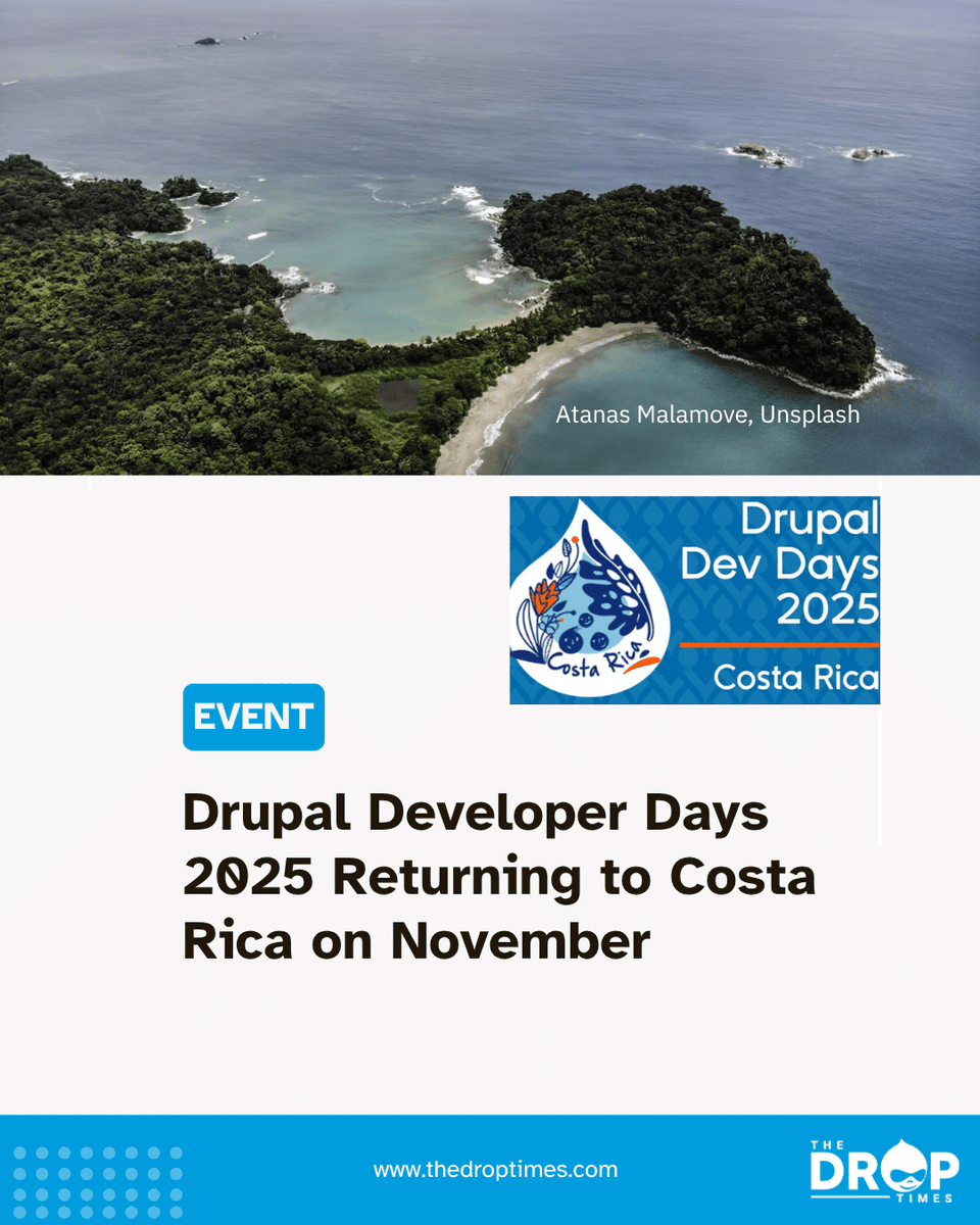 thedroptimes's tweet image. 🚨 Drupal Dev Days 2025 lands in Costa Rica Nov 21–22!

Talks on Canvas, AI, site building + contribution workshops

🔗 bit.ly/4pen3pS 

#Drupal #DrupalDeveloperDays #OpenSource #DrupalLATAM