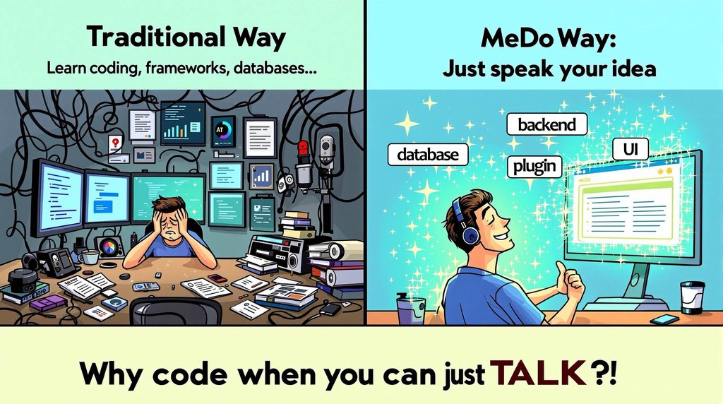 riyazmd774's tweet image. Why pay $480 for 2000 credits…
when MeDo gives you the same for $5?

Full-stack apps, SaaS tools, mini-games all built end-to-end from a single idea.
Meet the Baidu-backed AI builder rewriting the rules.

Meet @Medo_CodeFree  the Baidu-backed AI builder that makes full-stack app…
