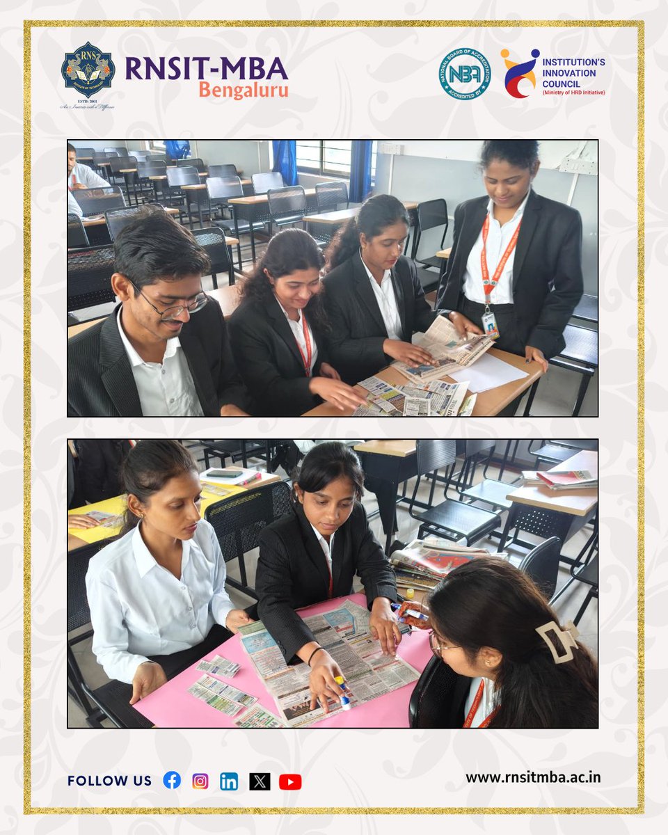 rnsit_mba's tweet image. MBA 3rd sem HR students had a fun, hands-on activity collecting job ads and turning them into creative charts. It helped them understand job market trends, hiring patterns, and effective ad drafting—making learning collaborative, practical, and engaging.
#MBAHR #LearningActivity