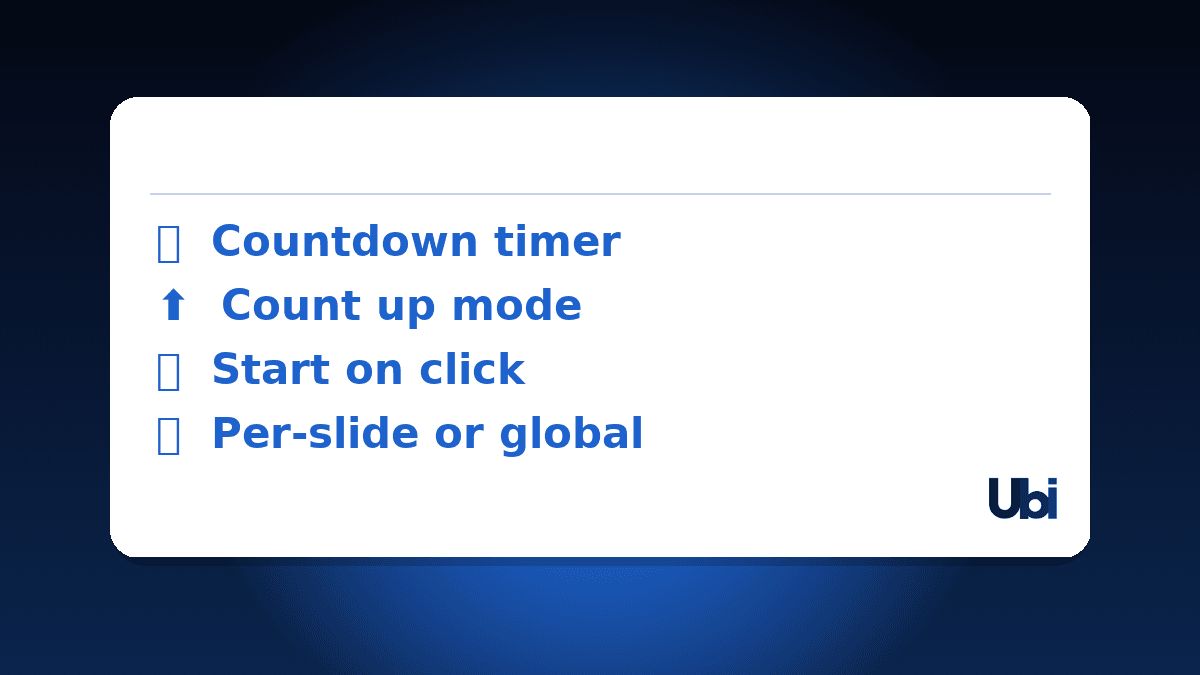 UbiTimer's tweet image. Keep your presentations on point with UbiTimer! ⏱️ Countdown, count-up, radial timer, global sync, and custom fonts—all built into your PowerPoint slides. $BNKK Good #LessonPlanning #EdTech #UbiTimer — Try it free: ubitimer.com/pricing/&quot;
