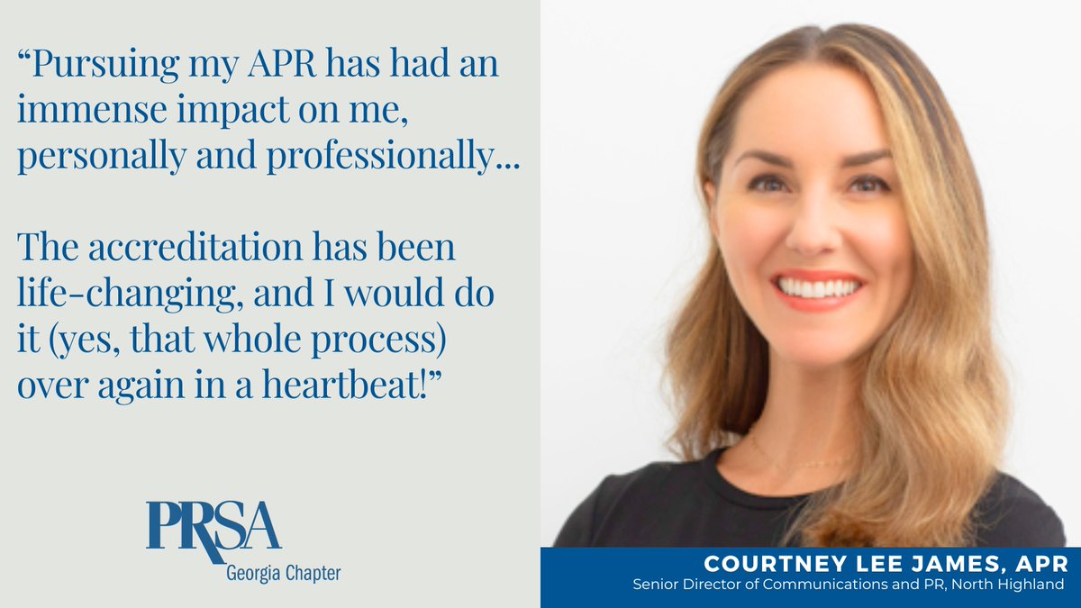 If you’re ready for your next step in PR leadership, now’s a great time to activate your APR. Ready to level up? The journey is worth it. Just ask Courtney Lee James, APR. #PRSAGeorgia