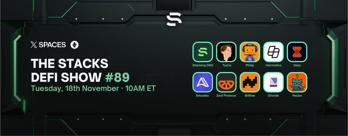 StackingDao's tweet image. Don&apos;t miss the @Stacks DeFi show tomorrow at 10 AM ET! 📆

The show will feature all the main Stacks DeFi apps, as well as others, sharing news, creating a more open and engaging format.

⏰ Set a reminder so you don’t miss it!

x.com/i/spaces/1OyKA…