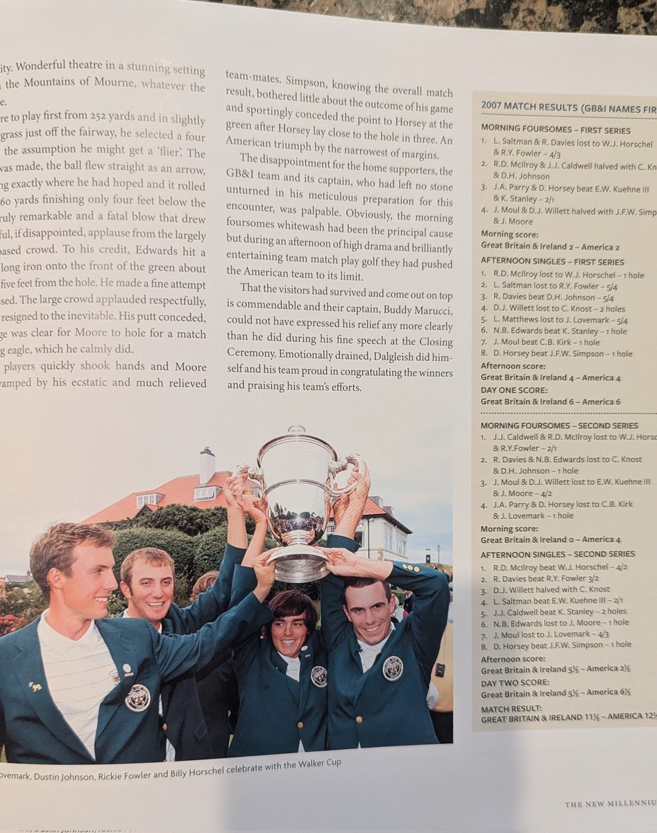 belfast59's tweet photo. @TheGolfDivoTee 
@CambridgeGrey 
@FlatCapGolfer 
@SHistorians 
@ShaneODonoghue
Received this beautifully bound book over the weekend. Amazing history of The Walker Cup, with great anecdotes and fabulous characters who were lifetime amateurs!! 
#WalkerCup #Centenary https://t.co/IYkgwRDr2Y