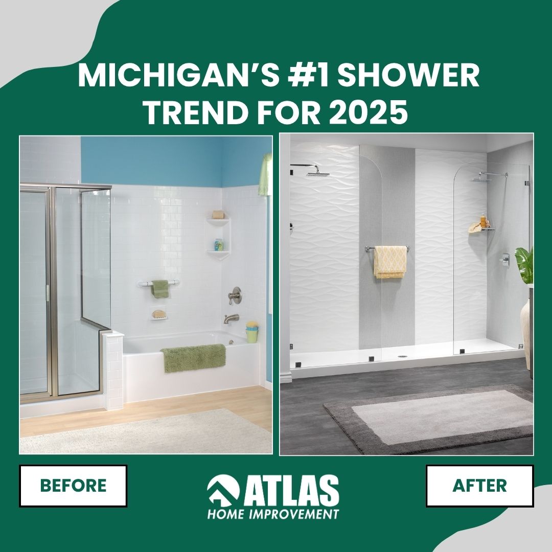 Tiled showers are out - custom shower pans are IN! 🚿

Michigan’s biggest bathroom trend for 2025: sleek, mold-resistant, easy-to-clean shower bases from Atlas Home Improvement. Call 734-627-1558 to learn more!

#BathroomTrends2025 #WalkInShowers #MichiganHomes