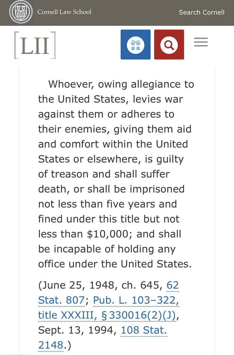 digiphile's tweet image. Dear @LeaderJohnThune @SpeakerJohnson
@SenSchumer @RepJeffries,

You &amp;amp; @RepMTG swore an oath to the Constitution, not @realDonaldTrump.

Treason is the most serious accusation we can levy against one for our fellow Americans: 
law.cornell.edu/uscode/text/18… 

Is any @POTUS calling a…
