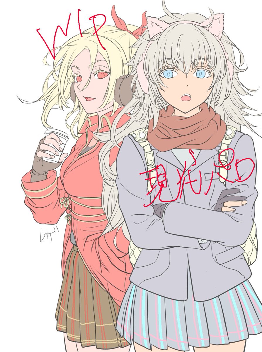 Skebご依頼品ウィズダフネ現代パロ！
さーてここから色塗りですわよー
#ウィズダフネ