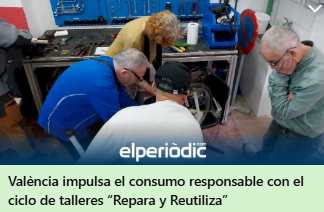 vlcsostenible's tweet photo. 📣 “Repara y Reutiliza” Talleres del @AjuntamentVLCimpulsa sobre consumo responsable 👍Se celebran en el marco del proyecto @FrugalCitiesEu que promueve ciudades eficientes y sostenibles.
@XabecCF @OrriolsConvive @Upcyclicknet @emsermar @solidaritatSJD 
👉https://t.co/pF1CA4mN3c https://t.co/AtMywhjVkB