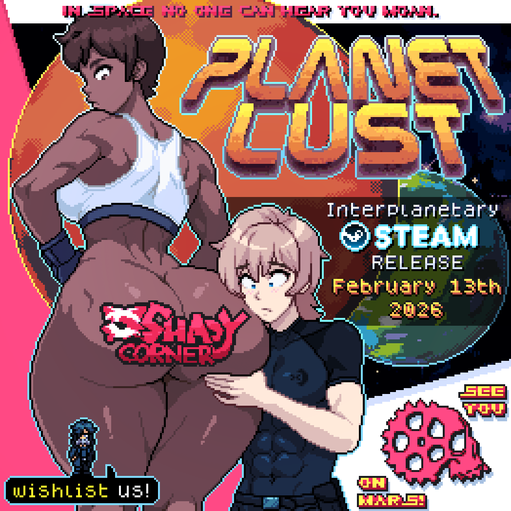 DandyBoyOni's tweet photo. See you on Mars on Feb 13th! 🚀🪐🍑🔞 

Go Wishlist us on Steam so you don't miss the flight (if you haven't already)! 

https://t.co/jC2Uz56022

#PlanetLust https://t.co/mr9To8lRSs