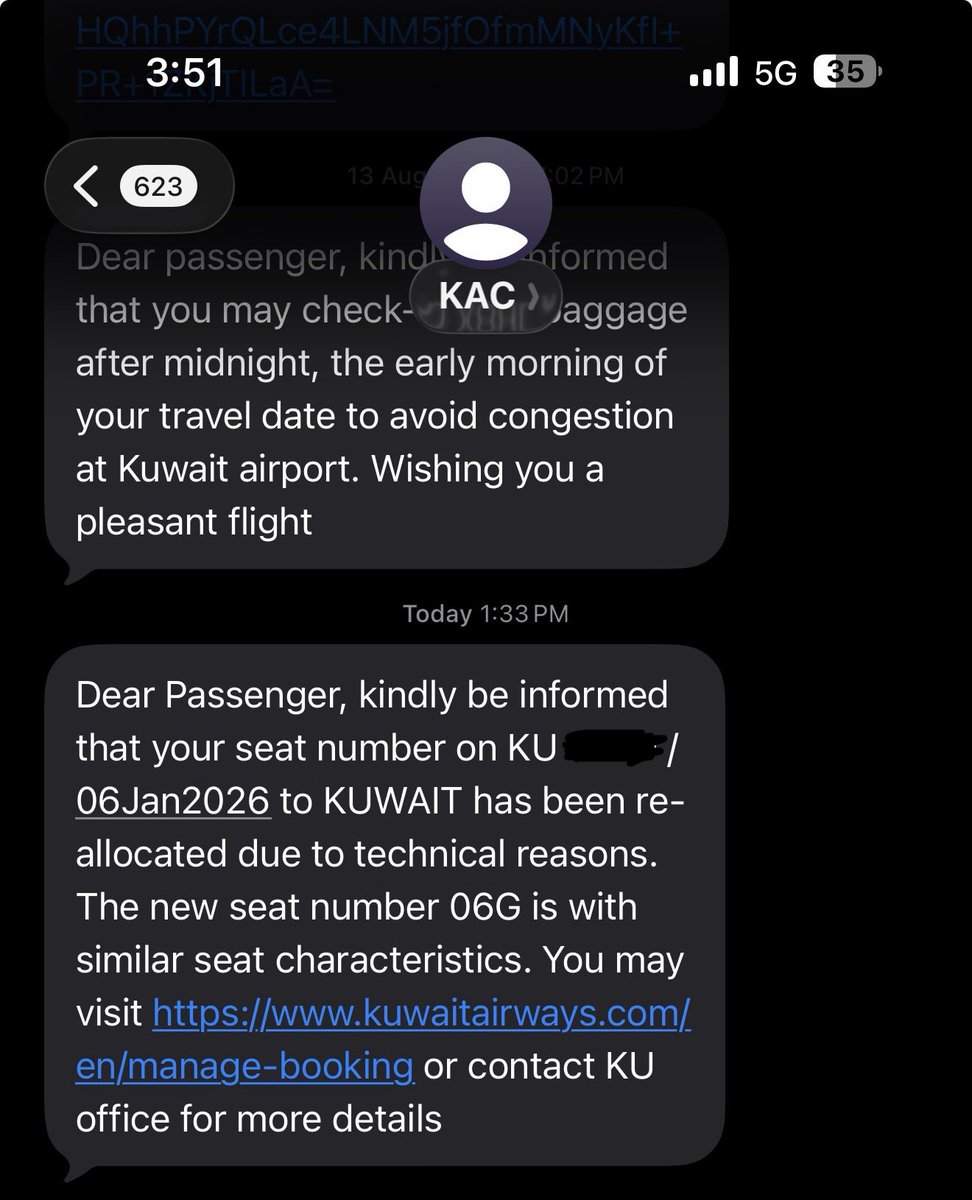 عندي رحلة بعد يمكن 50 يوم، الخطوط الجوية الكويتية قررت تغيّر الكرسي اللي انا حاجزه لأنهم تبارك الرحمن يعلمون الغيب عندهم "Technical Reasons".

شنو ممكن تكون القصة؟ او شنو اللي دايماً نسمعه ونعرفه ومشهور عن الكويتية وسستمها؟ 

غالباً يكون موظف تافه او قلقوس يبي يضبط مديرة او احد