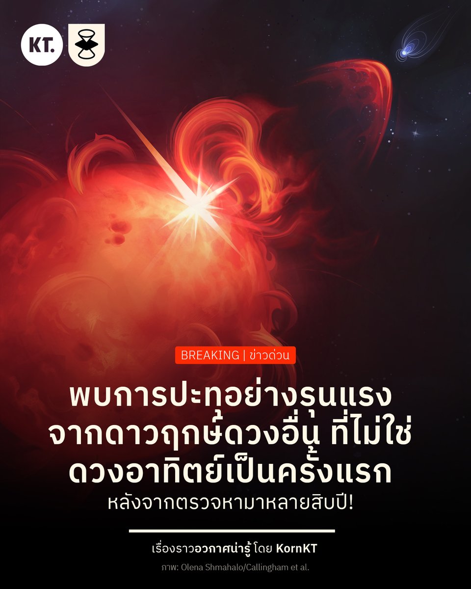 นักดาราศาสตร์ได้ยืนยันการตรวจพบการปะทุของอนุภาคอย่างรุนแรง พวยพุ่งออกจากดาวฤกษ์ดวงอื่นนอกเหนือจากดวงอาทิตย์ ได้เป็นครั้งแรกในประวัติศาสตร์

การปะทุดังกล่าว คือการพ่นมวลโคโรนา (Coronal Mass Ejection หรือ CME) ซึ่งปลดปล่อยอนุภาคมีประจุและมีพลังงานสูงออกมา ส่งผลกระทบต่อสภาพอวกาศ