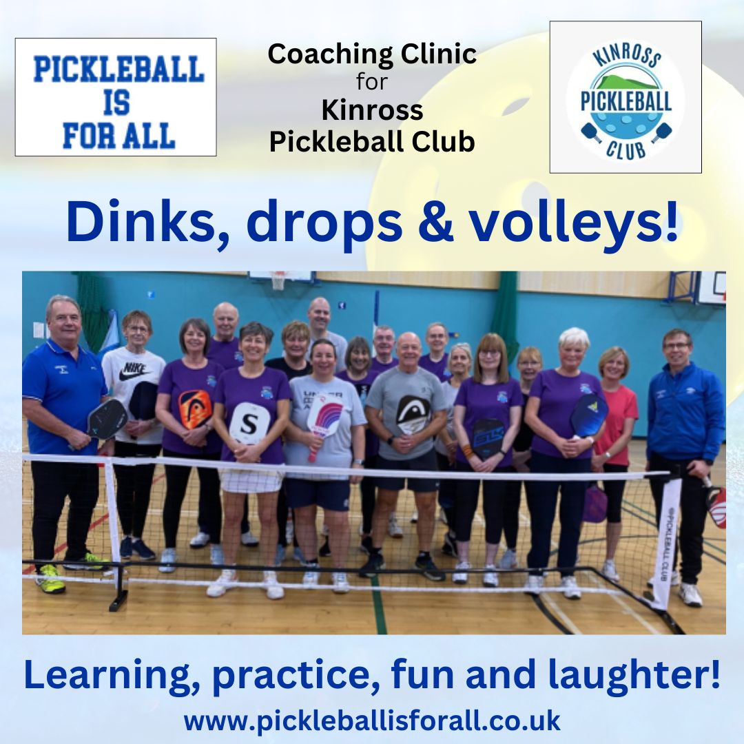 Pickleball_IFA's tweet photo. We enjoyed delivering a 2-hour coaching clinc for Kinross Pickleball Club. Coaches John Macrae &amp; Harry Burness worked with a group of 16 keen pickleballers to develop their skills and confidence at the NVZ. Thanks for inviting us!
@PickleballScot1 #pickleball #pickleballcoaching https://t.co/GTMUGDZxMe