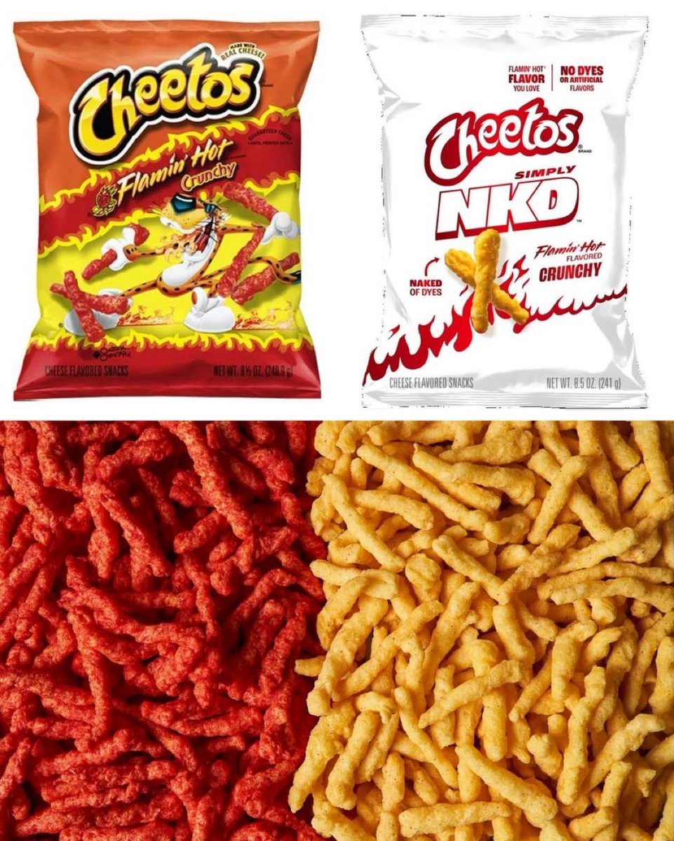 DailyLoud's tweet image. Flamin’ Hot Cheetos will no longer be red; starting in December, new dye-free Flamin’ Hot Cheetos will be sold