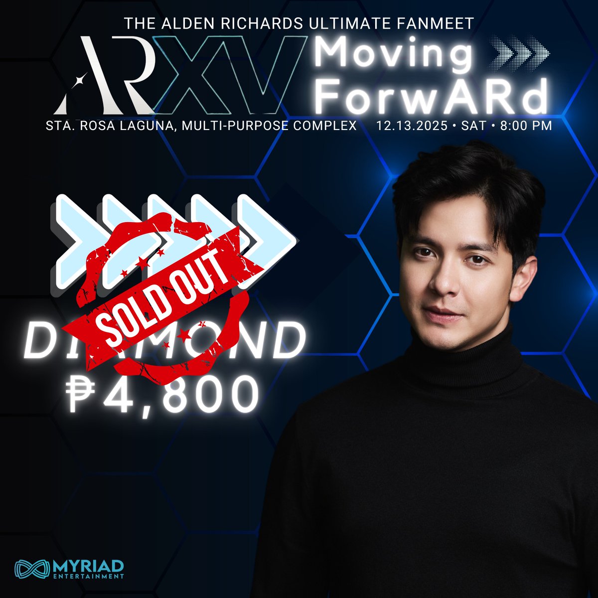Our ARXV Diamond tickets are officially sold out!!!

We’re genuinely amazed by your support.
Thank you to everyone who purchased! 🙏🏻

Other ticket tiers are still available.
Reserve your seats here: arxv.helixpay.ph

<a href="/aldenrichards02/">Alden Richards</a> 
#ARXV
#ALDENRichards