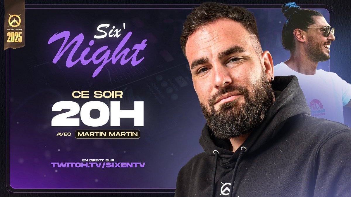 SixenFR's tweet image. Ce soir on se retrouve à 20h pour la Six’Night feat @MartinMartinM2x 🪩

Du League of Legends et de la musique à fond seront au rendez-vous, une soirée agitée 🙌🏼