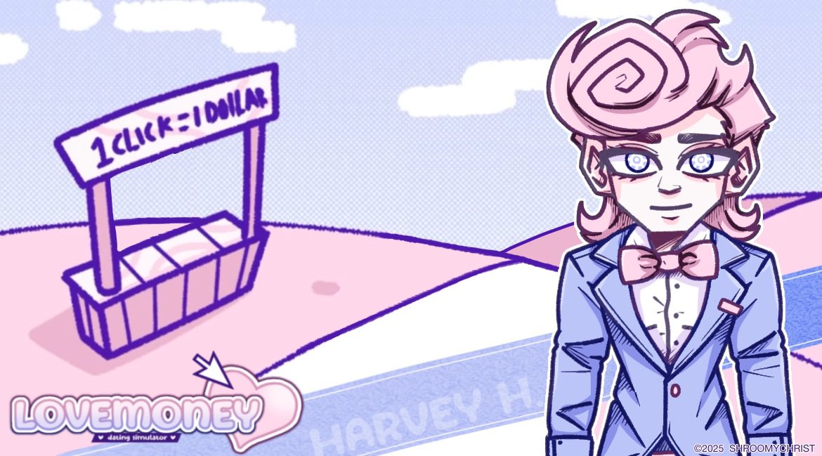 _harvii's tweet image. Been wanting to show this fake ahh dating simulator poster I made ^^
#bloodmoney #lovemoney #harveyharvington