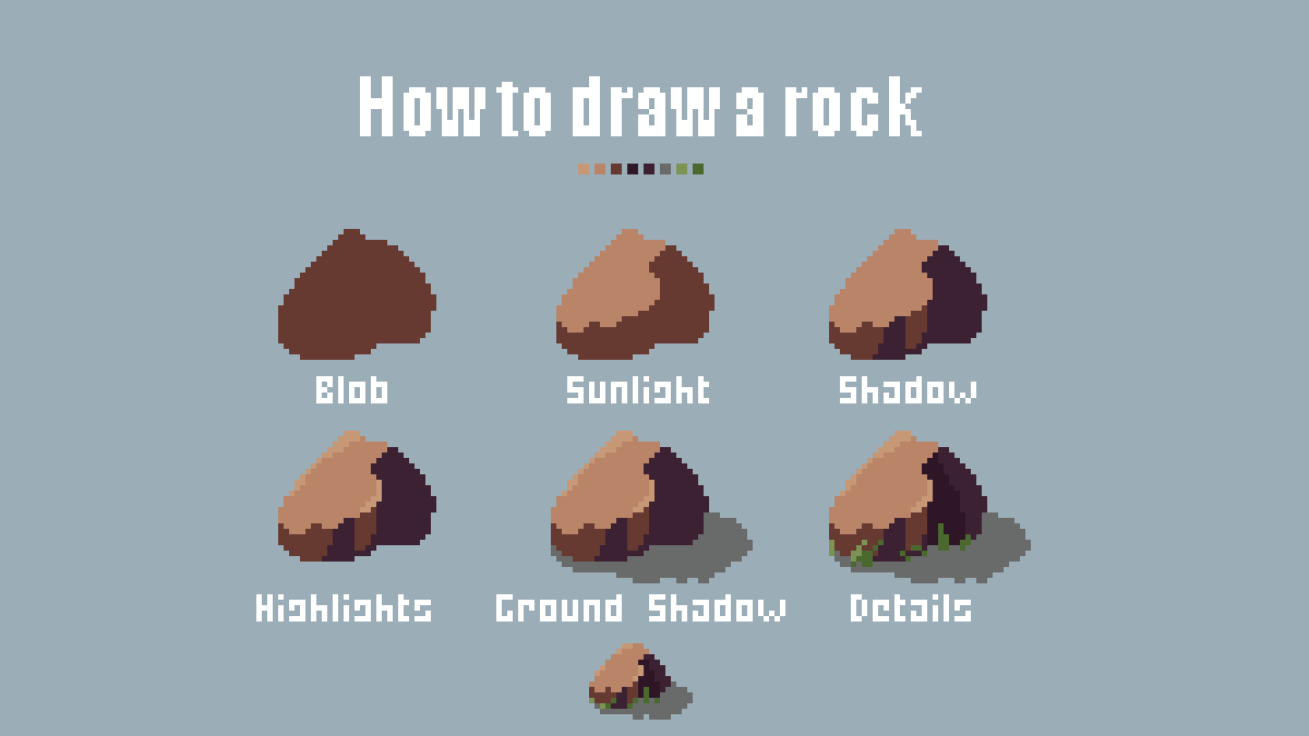 ArcanePigeon's tweet photo. Lazy rock #pixelart tutorial https://t.co/zk73AAsT0x