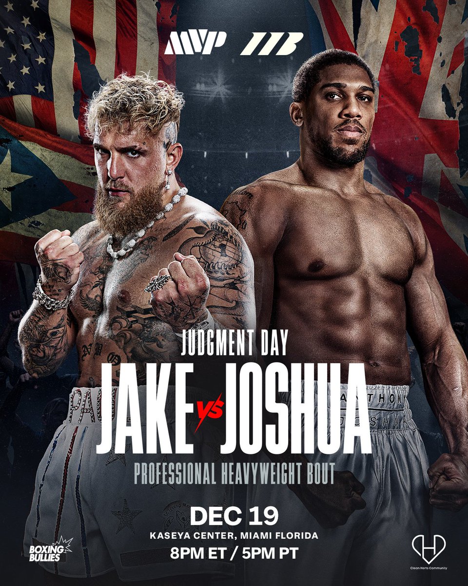 MoBoxingNP's tweet image. Official 💯 Jake Paul fights Anthony Joshua on Friday, December 19th in Miami 🥊

📷: @MatchroomBoxing