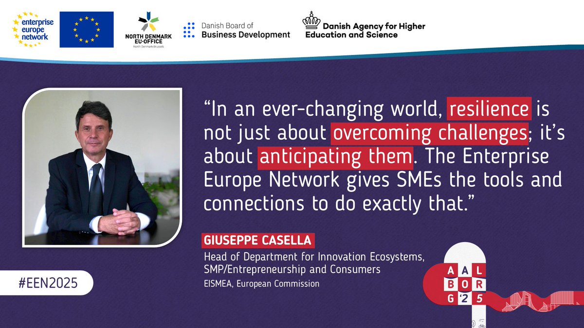EEN_EU's tweet image. Curious who’s joining the conversation at #EEN2025?💬

Meet Giuseppe Casella, Head of Department for Innovation Ecosystems, SMP/Entrepreneurship and Consumers at @EU_EISMEA .

Find out how he sees the Network supporting SMEs to adapt in a changing business landscape.

#EENCanHelp