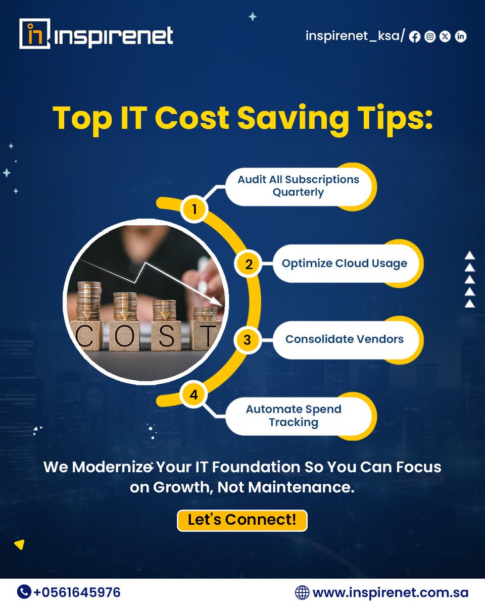 InspirenetIT's tweet image. IT costs can sneak up fast, especially when tools go unused, vendor contracts aren’t optimized, or budgets are managed in silos.

#ITSolutions #BusinessTech #InfrastructureSupport #EnterpriseConnectivity #INSPIRENET #SmartITSpending #ITExpenseManagement