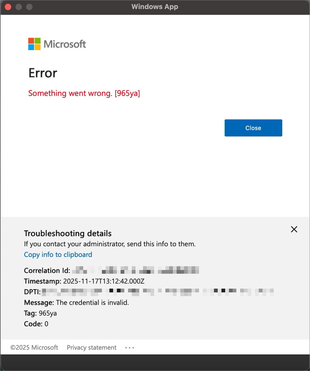 Daily occurence using small indie company software...

#Microsoft #Microsoft365