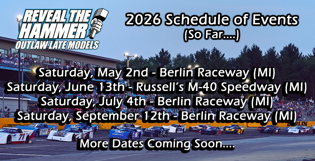 2026 #RTHOutlaws Schedule of Events (So Far) 👇

Sat.-5/2 <a href="/BerlinRaceway/">Berlin Raceway</a>
Sat.-6/13 Russell's M-40 Speedway
Sat.-7/4 Berlin Raceway
Sat.-9/12 Berlin Raceway

More Dates Coming Soon

Once Finalized &amp; Official, those will be Announced

#WedgeBodyWarriors | #WelcomeToTheShow
