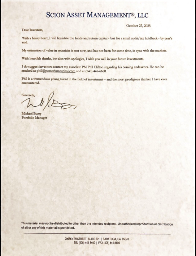 AnonymusTrading's tweet photo. El mitico Michael Burry cierra su fondo de cobertura a finales de año al reconocer que no esta en sintonía con el mercado actual . https://t.co/vJLoOLsR3A