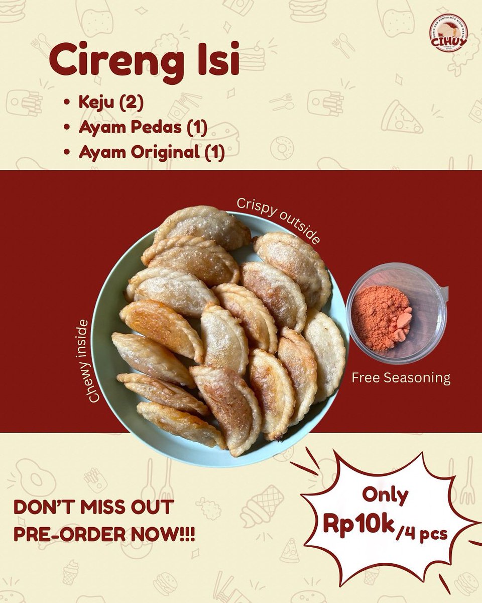 flyingchickenns's tweet image. HLO SP MAU CIRENG ISI YUMMY CIHUUYYY 😋🤭 
Ready Rabu, 19 Nov 2025 di FMIPA UI
sungg ajaa isi link 👇🏼
bit.ly/PreOrderCihuy

#FMIPAUI #mipa #cireng #cihuy #yummy #matekui