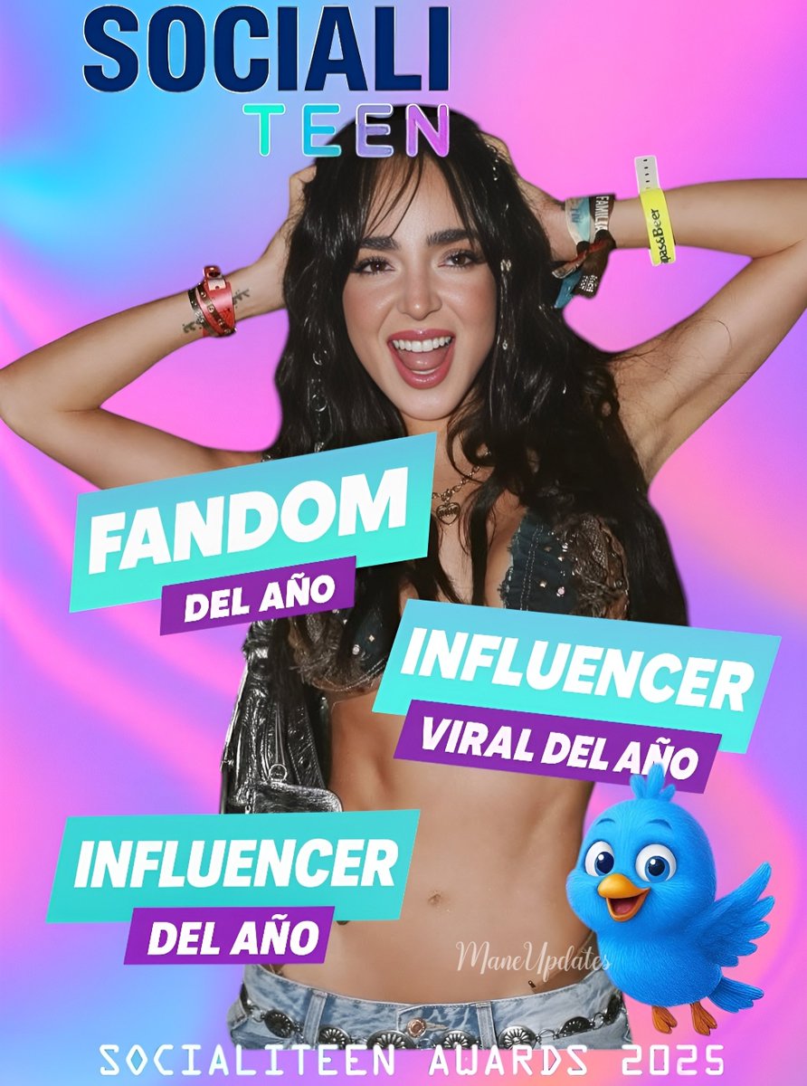 ManeUpdates's tweet image. ✨Excelente Semana 🐦
¿Sabían que podemos votar por las prenominaciones de los SocialiTeen Awards desde acá X? 🤩

Solo tenemos que hacer un post y agregar:
👉@sociali_teen  #ManelykGB Fandom del Año

¡Vamos a hacerlo en todas las categorías!🔥
Que se sienta el #BirdPower