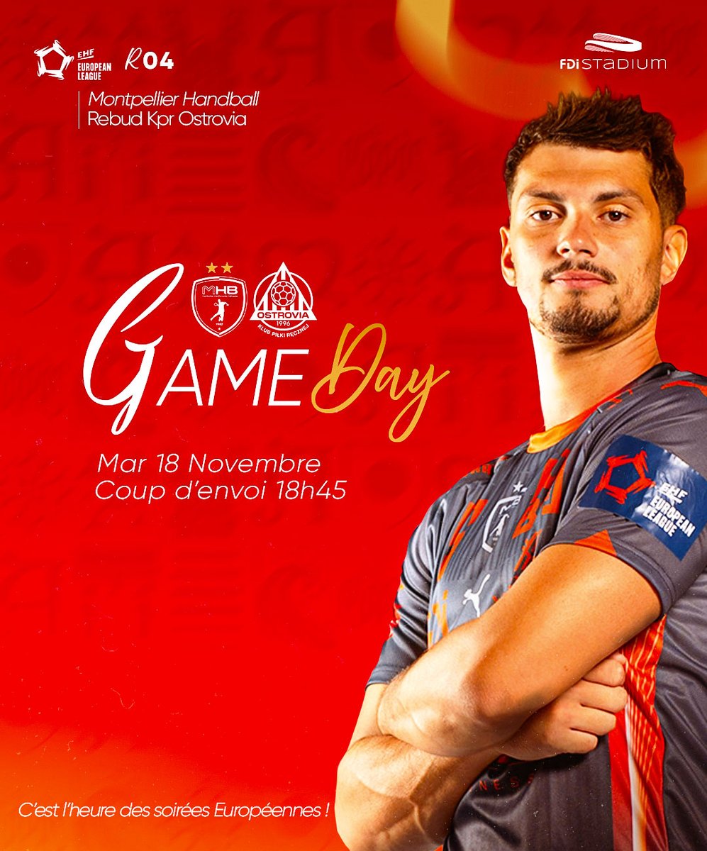 #GameDay 🤾🏻‍♂️🔥
🏆 R4 | <a href="/ehfel_official/">EHF European League</a>  
🆚 <a href="/kprostrovia1996/">Rebud KPR Ostrovia</a> 
⏰ 18h45
📍 FDI Stadium
📺 <a href="/Eurosport_FR/">Eurosport France</a>  

𝘼𝙡𝙡𝙚𝙯 𝙡𝙚 𝙈𝙃𝘽 ! 🧡