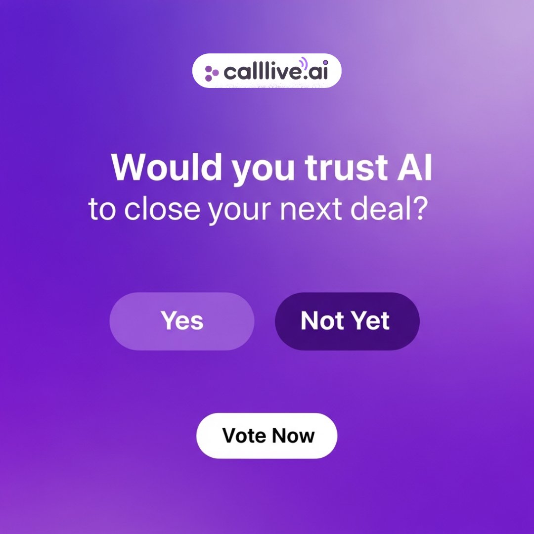 CallLiveAI's tweet image. Would you trust AI to make your next follow-up?
If yes - you’re already ahead.
If not - the industry will pull you there anyway.
#AIForSales #SalesTech #CallLiveAI